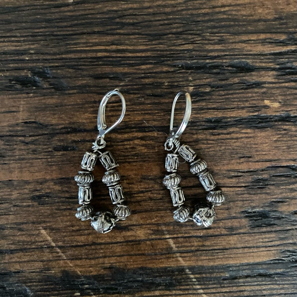 Hand Crafted Silver Beaded Earrings
